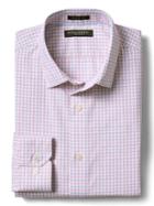 Banana Republic Mens Grant Fit Non Iron Orange Mini Checkered Shirt - Red Multi