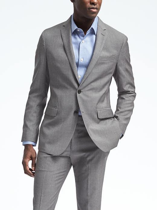Banana Republic Mens Slim Gray Merino Wool Suit Jacket - Grey