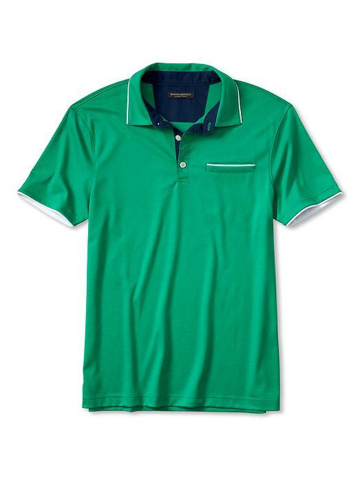 Banana Republic Mens Luxe Touch Piped Polo Size L Tall - Green