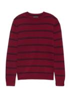 Banana Republic Mens Extra-fine Italian Merino Wool Stripe Crew-neck Sweater Crimson Size Xs