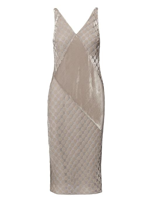 Banana Republic Womens Heritage Velvet Dot Midi Shift Dress - Gray Texture