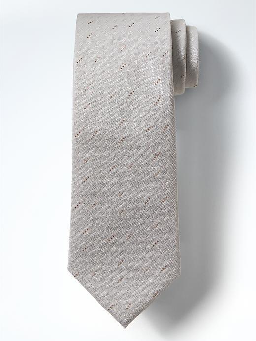 Banana Republic Mens Monogram Textured Geo Silk Nanotex Tie - Gray