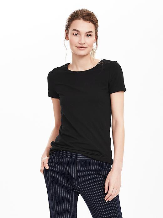 Banana Republic Womens Essential Short Sleeve Crew Tee Size L - Black