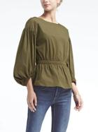 Banana Republic Womens Cinched Waist Bishop Sleeve Top - Seaweed