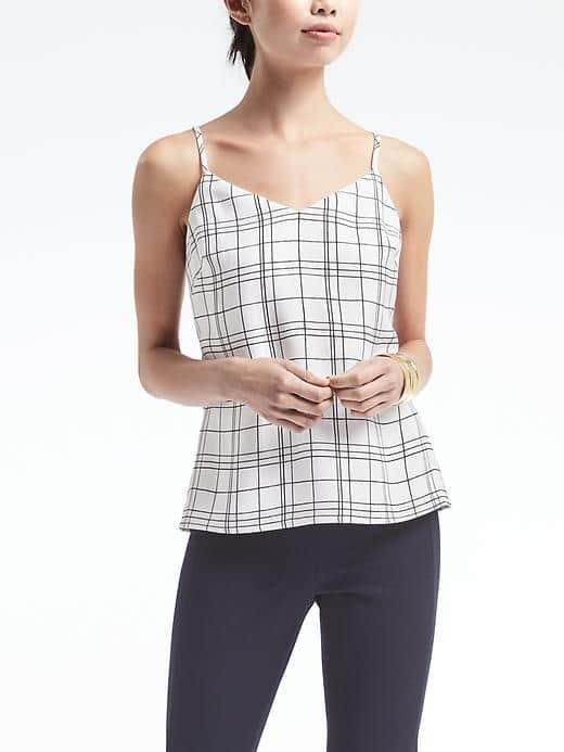 Banana Republic Plaid Essential Cami - White