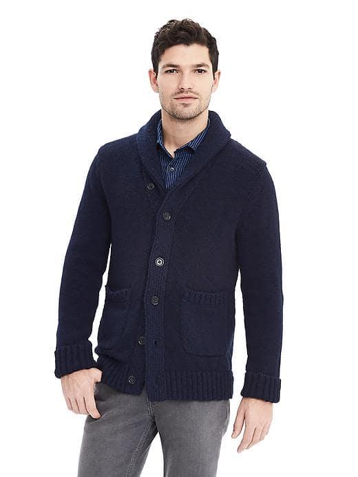 Banana Republic Mens Slub Shawl Cardigan - Preppy Navy