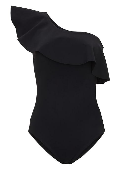 Banana Republic Womens Karla Colletto   Zaha One-shoulder One Piece Black Size 8