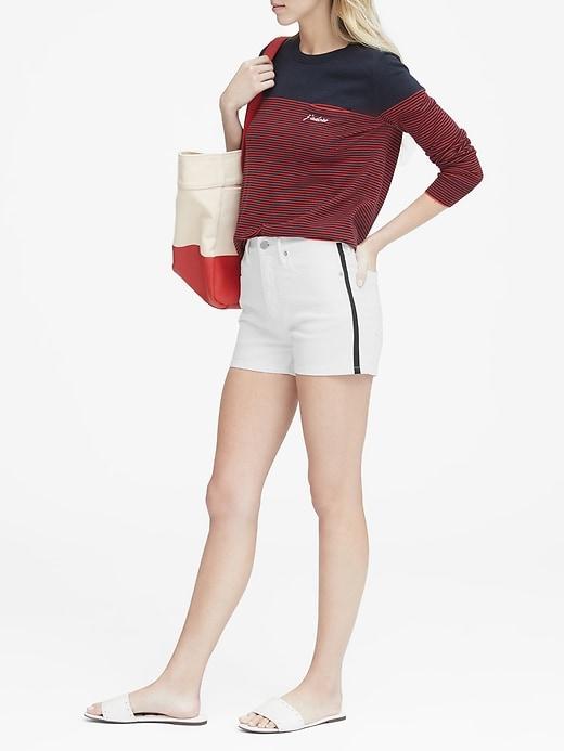 Banana Republic Petite High-rise Side-stripe 3 Denim Short