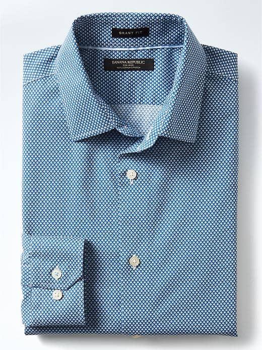 Banana Republic Mens Camden Fit Non Iron Stretch Shirt - Navy