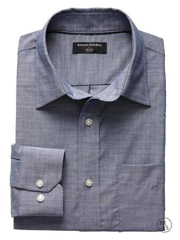 Banana Republic Factory Slim Fit Non Iron Houston Chambray Shirt - Chambray
