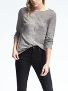 Banana Republic Womens Signature Long Sleeve Boatneck Linen Top - Heather Gray