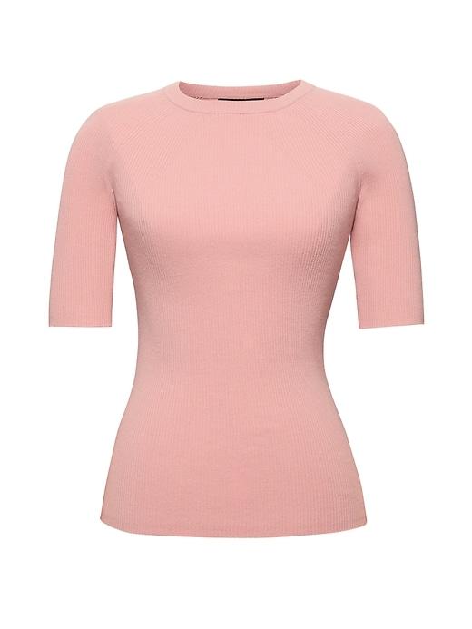 Banana Republic Womens Rib-knit Crew-neck Sweater Blush Size Xl