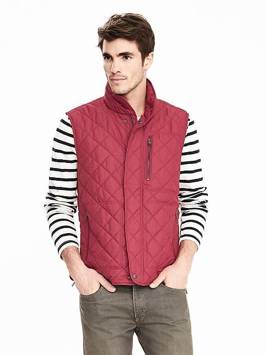 Banana Republic Mens Quilted Puffer Vest Size L Tall - Rust
