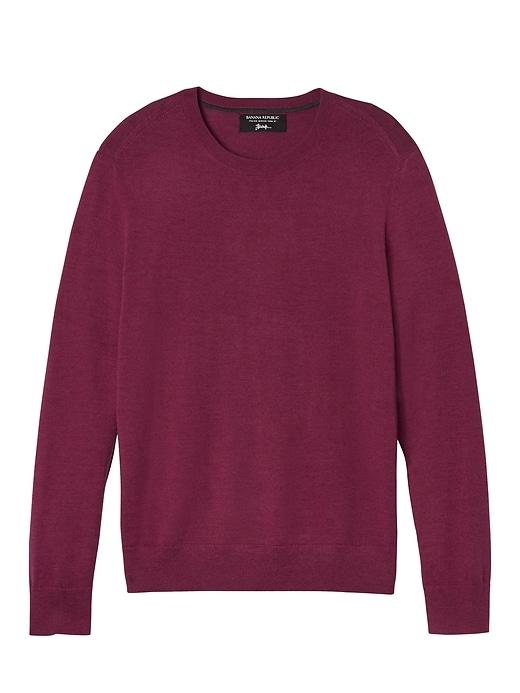 Banana Republic Mens Extra-fine Italian Merino Crew Sweater-neck Sweater Dark Fuchsia Size M