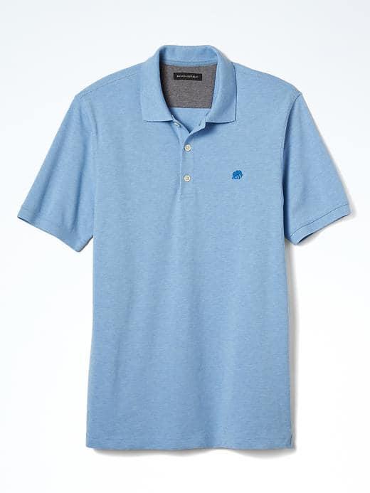 Banana Republic Mens Solid Pique Polo - Baby Blanket Blue