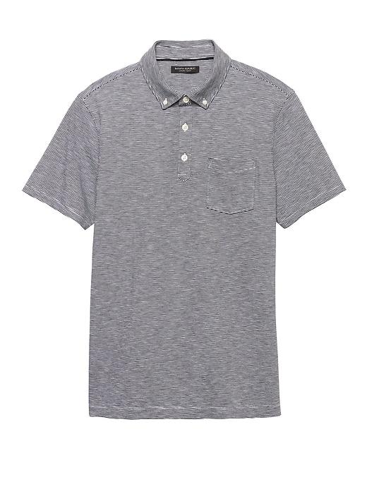 Banana Republic Mens Luxury-touch Stripe Polo Shirt Black Size M