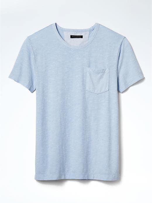 Banana Republic Mens Heritage Washed Pocket Tee - Cool Water