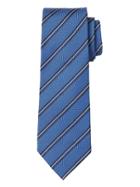 Banana Republic Mens Striped Silk-wool Nanotex Tie Basic Blue Size One Size