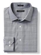 Banana Republic Mens Camden Fit Non Iron Houndstooth Check Shirt - Black
