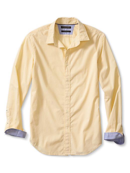 Banana Republic Mens Grant Fit Custom 078 Wash Dobby Shirt Size L Tall - Yellow