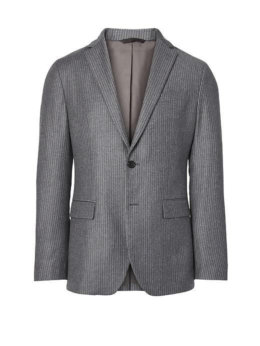 Banana Republic Mens Slim Gray Pinstripe Italian Wool Flannel Suit Jacket Gray Sky Size 38