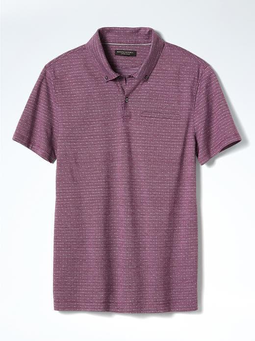 Banana Republic Mens Slim Luxe Touch Jacquard Polo - Plum Pie