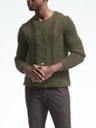 Banana Republic Mens Heritage Linen Front Cable Sweater - Mistletoe