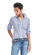Banana Republic Womens Riley Fit Ruffle Tuxedo Shirt - Cerulean Blue