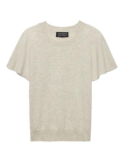 Banana Republic Womens Cashmere Flutter-sleeve Sweater Heather Light Gray Size L
