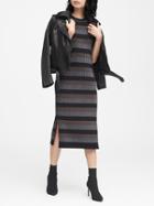 Banana Republic Womens Metallic Stripe Sweater Dress Blue Sparkle Stripe Size S