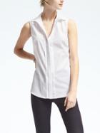 Banana Republic Womens Riley Fit Pleat Placket Shirt - White