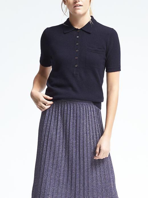 Banana Republic Italian Cashmere Blend Sweater Polo - Navy