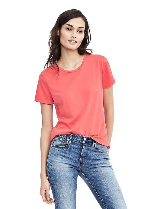 Banana Republic Womens Supima Cotton Crew Neck Top - Fire Coral