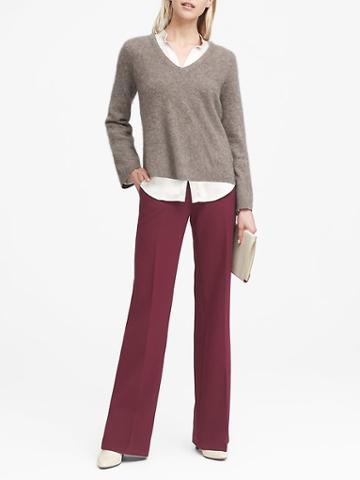 Banana Republic Womens Blake Wide Leg-fit Machine-washable Bi-stretch Pant Deep Burgundy Size 0