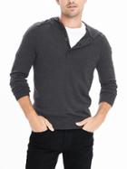 Banana Republic Mens Easy Care Merino Popover Hood Size L Tall - Sharp Gray