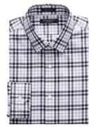 Banana Republic Mens Grant Slim-fit Non-iron Plaid Shirt Midnight Size L