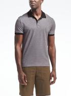 Banana Republic Mens Slim Luxury Touch Stripe Polo - Black