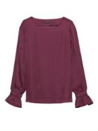 Banana Republic Womens Solid Poet-sleeve Top Wine Red Size Xl