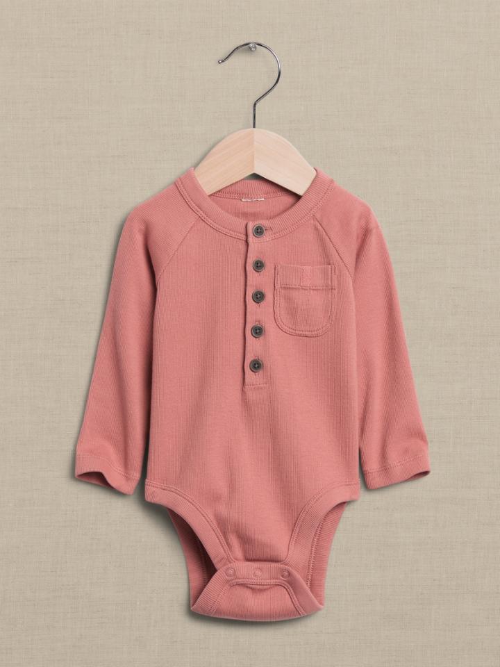Essential Supima Henley Bodysuit For Baby