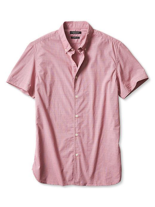 Banana Republic Mens Camden Fit Short Sleeve Custom 078 Wash Shirt Size L Tall - Red