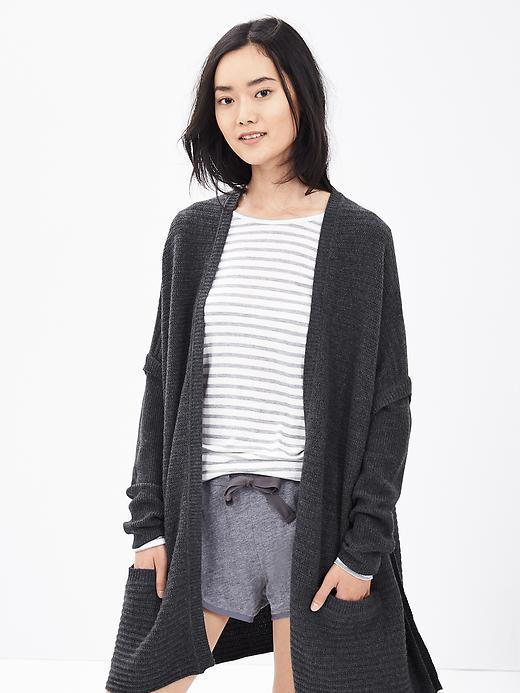 Banana Republic Womens Cashmere Layered Open Cardigan Size M/l - Medium Grey