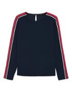 Banana Republic Womens Stretch Crepe Side-stripe Top Navy Blue Size Xs