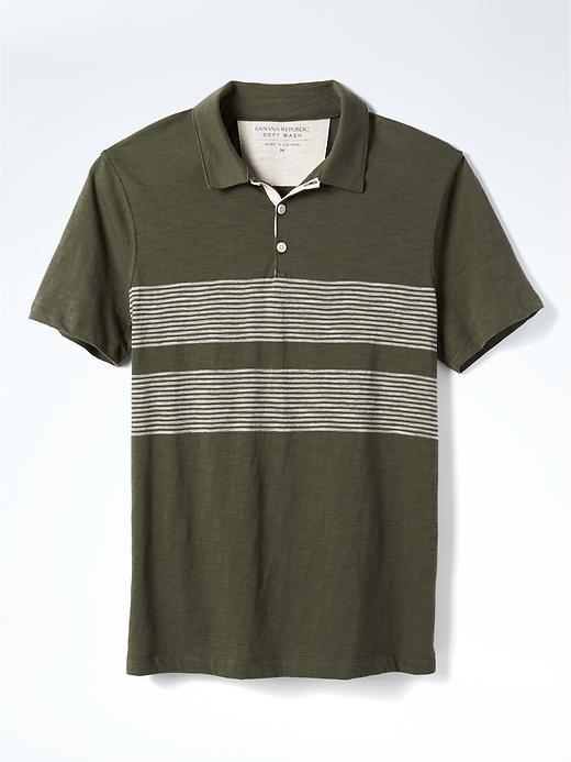 Banana Republic Mens Soft Wash Stripe Polo - Military Green
