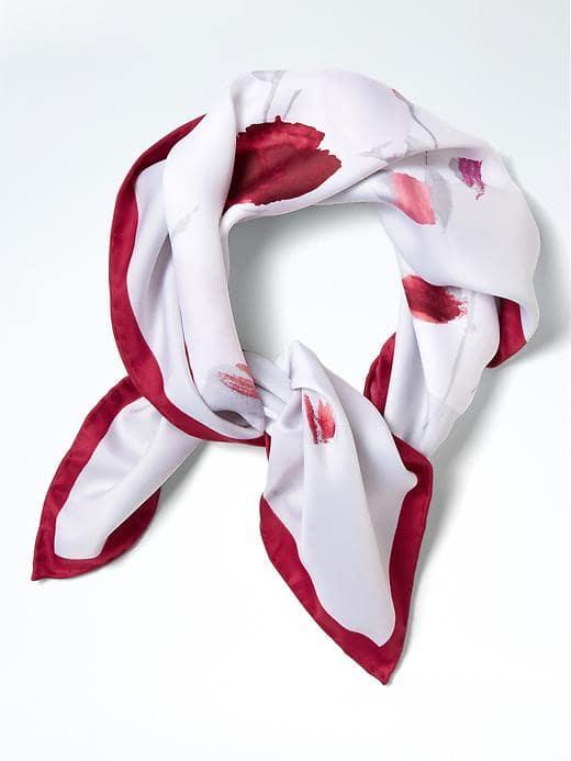 Banana Republic Floral Small Square Scarf - Red Multi