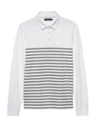 Banana Republic Mens Don';t-sweat-it Long-sleeve Stripe Polo Shirt Optic White Stripe Size L