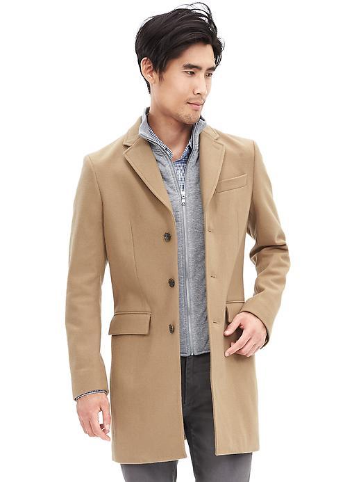 Banana Republic Mens Layered Topcoat Size L Tall - Medium Gray Heather