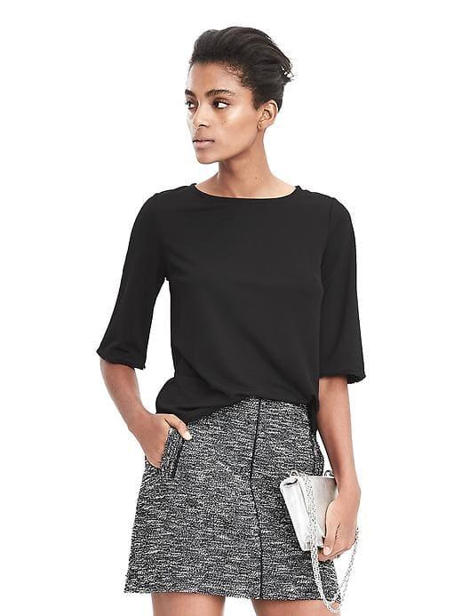 Banana Republic Womens Crepe Knit Top - Black