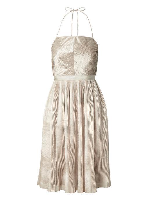 Banana Republic Womens Heritage Pleated Halter Fit And Flare Dress - Blush