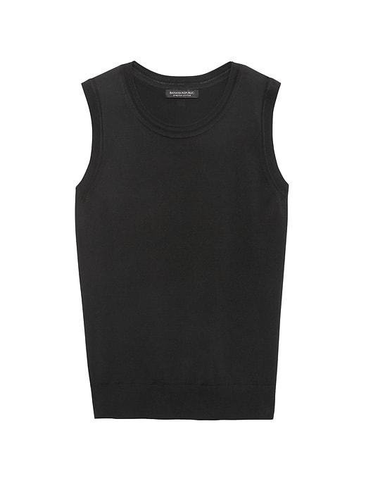 Banana Republic Womens Stretch-cotton Sweater Shell Black Size M