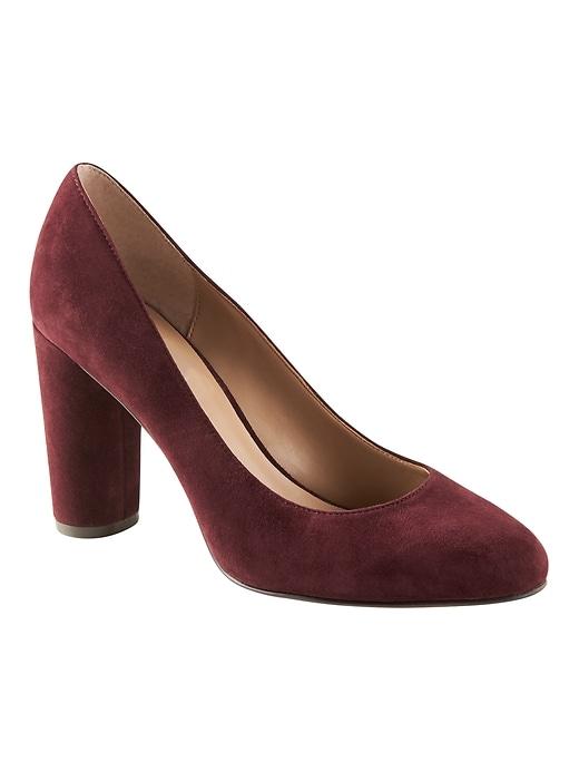 Banana Republic Womens Almond Toe Round Heel Pump - Burgundy Suede